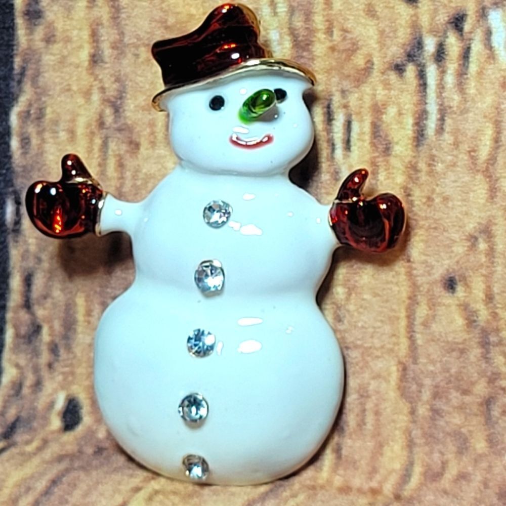 Austrian Crystal Snowman ⛄️ Brooch